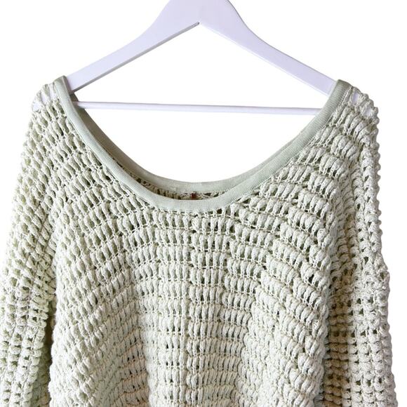Free‎ People Cozy Pullover Sweater Sugared Mint Sz S Open Knit Cropped Crochet - Picture 5 of 10